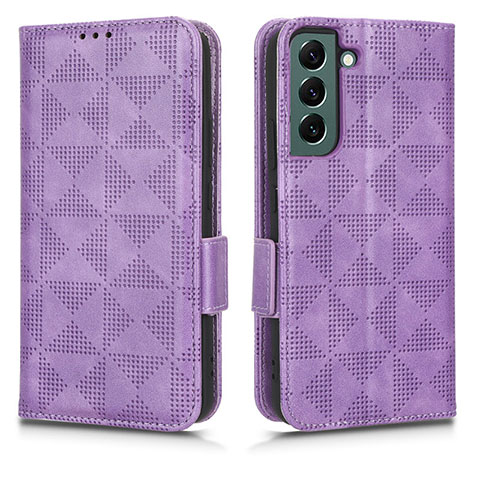 Custodia Portafoglio In Pelle Cover con Supporto C02X per Samsung Galaxy S22 5G Viola