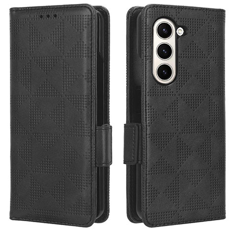 Custodia Portafoglio In Pelle Cover con Supporto C02X per Samsung Galaxy Z Fold5 5G Nero