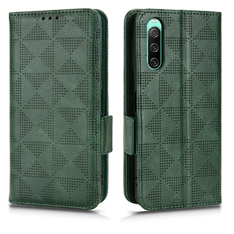 Custodia Portafoglio In Pelle Cover con Supporto C02X per Sony Xperia 10 V Verde