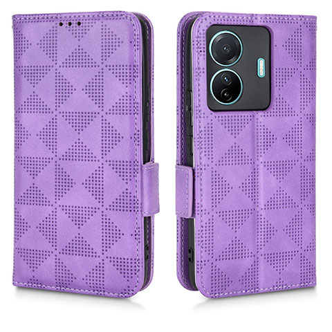 Custodia Portafoglio In Pelle Cover con Supporto C02X per Vivo T1 Pro 5G Viola