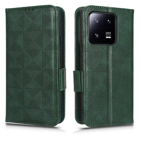 Custodia Portafoglio In Pelle Cover con Supporto C02X per Xiaomi Mi 13 5G Verde