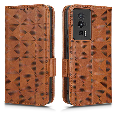 Custodia Portafoglio In Pelle Cover con Supporto C02X per Xiaomi Poco F5 Pro 5G Marrone