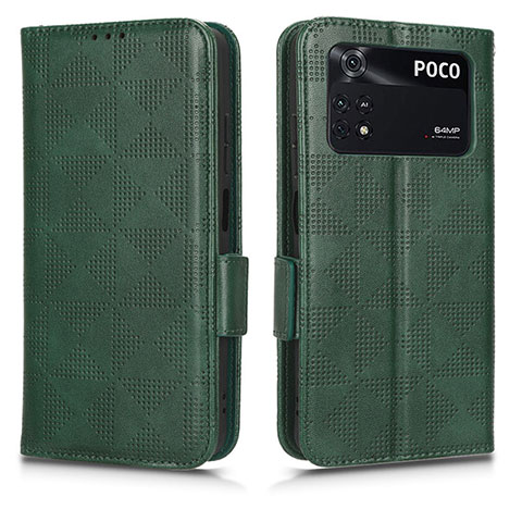 Custodia Portafoglio In Pelle Cover con Supporto C02X per Xiaomi Poco M4 Pro 4G Verde