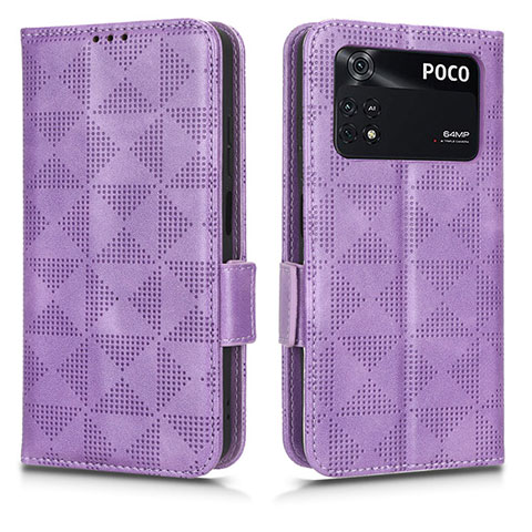 Custodia Portafoglio In Pelle Cover con Supporto C02X per Xiaomi Poco M4 Pro 4G Viola