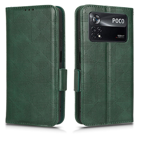 Custodia Portafoglio In Pelle Cover con Supporto C02X per Xiaomi Poco X4 Pro 5G Verde