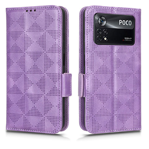 Custodia Portafoglio In Pelle Cover con Supporto C02X per Xiaomi Poco X4 Pro 5G Viola