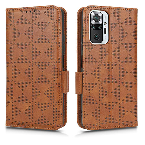 Custodia Portafoglio In Pelle Cover con Supporto C02X per Xiaomi Redmi Note 10 Pro 4G Marrone