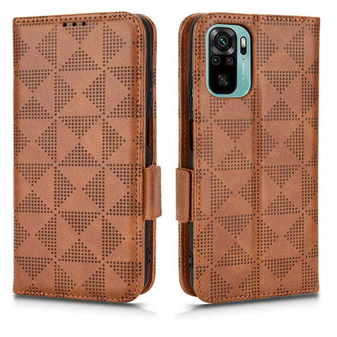 Custodia Portafoglio In Pelle Cover con Supporto C02X per Xiaomi Redmi Note 10S 4G Marrone