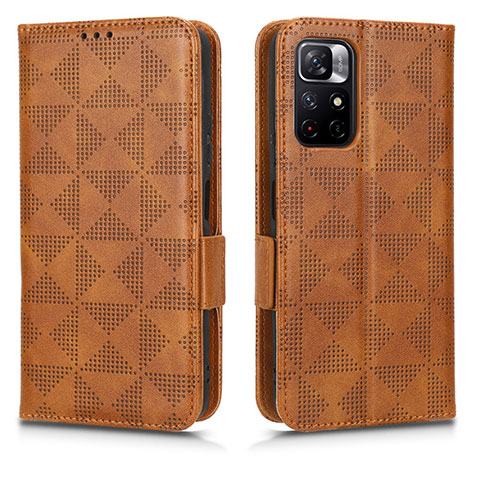 Custodia Portafoglio In Pelle Cover con Supporto C02X per Xiaomi Redmi Note 11 5G Marrone