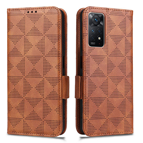 Custodia Portafoglio In Pelle Cover con Supporto C02X per Xiaomi Redmi Note 11 Pro 4G Marrone