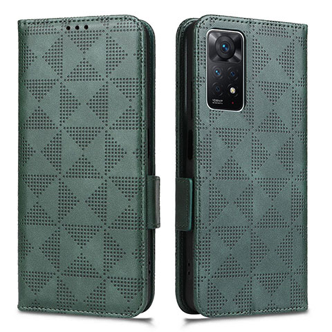 Custodia Portafoglio In Pelle Cover con Supporto C02X per Xiaomi Redmi Note 11 Pro 4G Verde