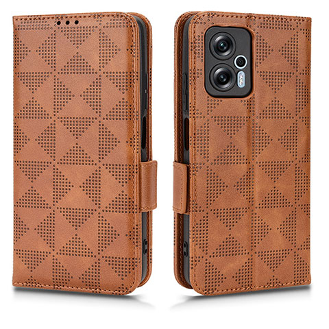 Custodia Portafoglio In Pelle Cover con Supporto C02X per Xiaomi Redmi Note 11T Pro+ Plus 5G Marrone