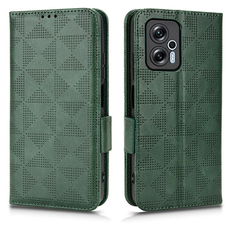 Custodia Portafoglio In Pelle Cover con Supporto C02X per Xiaomi Redmi Note 12T Pro 5G Verde