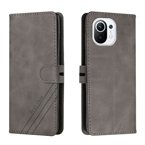 Custodia Portafoglio In Pelle Cover con Supporto C03 per Xiaomi Mi 11 Lite 4G Grigio