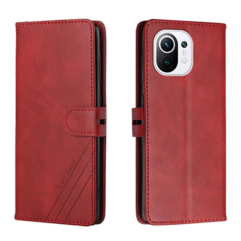 Custodia Portafoglio In Pelle Cover con Supporto C03 per Xiaomi Mi 11 Lite 4G Rosso