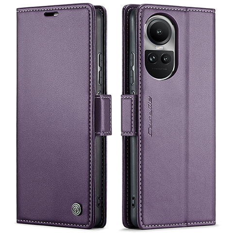 Custodia Portafoglio In Pelle Cover con Supporto C03S per Oppo Reno10 5G Viola