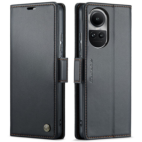 Custodia Portafoglio In Pelle Cover con Supporto C03S per Oppo Reno10 Pro 5G Nero