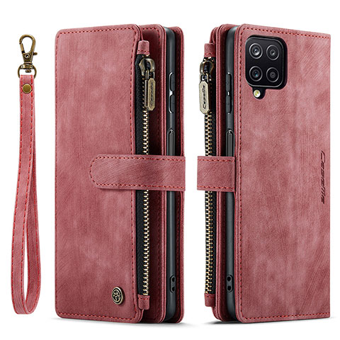 Custodia Portafoglio In Pelle Cover con Supporto C03S per Samsung Galaxy A12 Rosso