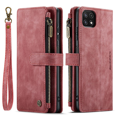 Custodia Portafoglio In Pelle Cover con Supporto C03S per Samsung Galaxy A22s 5G Rosso