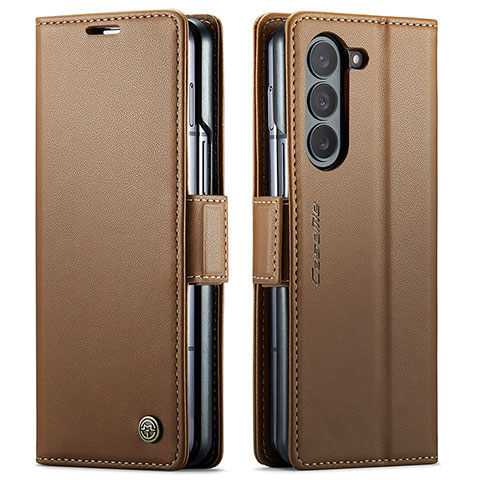 Custodia Portafoglio In Pelle Cover con Supporto C03S per Samsung Galaxy Z Fold5 5G Marrone