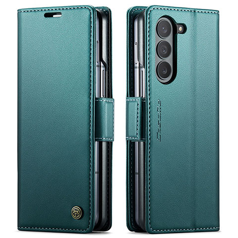 Custodia Portafoglio In Pelle Cover con Supporto C03S per Samsung Galaxy Z Fold5 5G Verde