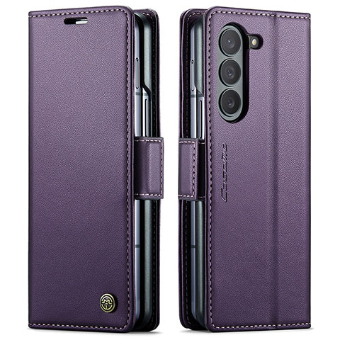 Custodia Portafoglio In Pelle Cover con Supporto C03S per Samsung Galaxy Z Fold5 5G Viola