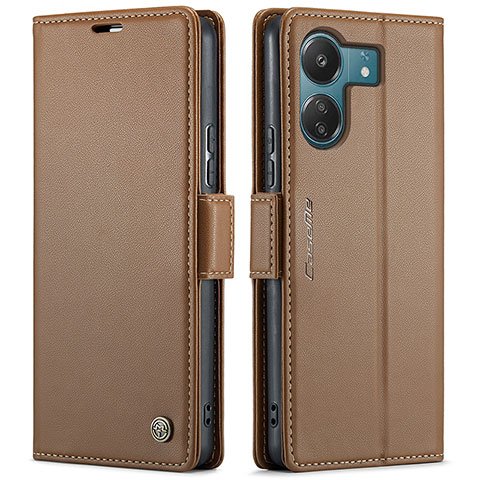 Custodia Portafoglio In Pelle Cover con Supporto C03S per Xiaomi Poco C65 Marrone