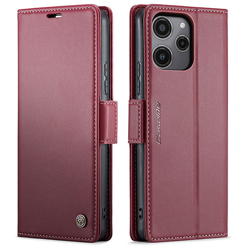 Custodia Portafoglio In Pelle Cover con Supporto C03S per Xiaomi Poco M6 Pro 5G Rosso