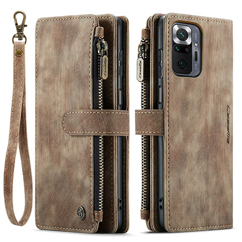 Custodia Portafoglio In Pelle Cover con Supporto C03S per Xiaomi Redmi Note 10 Pro 4G Marrone