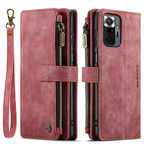 Custodia Portafoglio In Pelle Cover con Supporto C03S per Xiaomi Redmi Note 10 Pro 4G Rosso