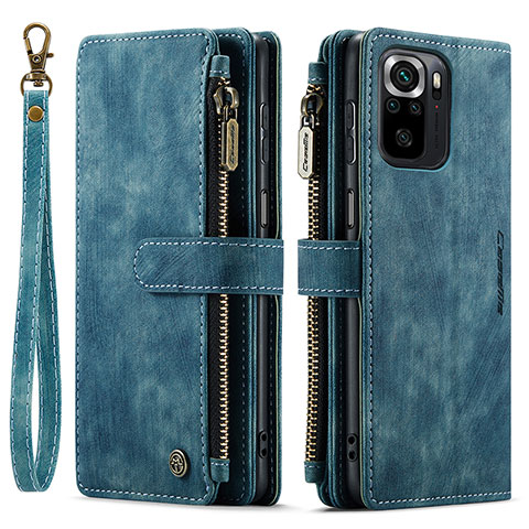 Custodia Portafoglio In Pelle Cover con Supporto C03S per Xiaomi Redmi Note 10S 4G Blu