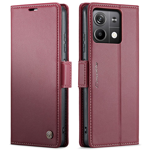 Custodia Portafoglio In Pelle Cover con Supporto C03S per Xiaomi Redmi Note 13 5G Rosso