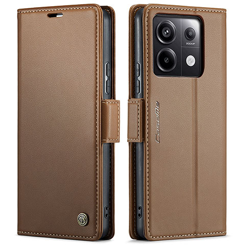 Custodia Portafoglio In Pelle Cover con Supporto C03S per Xiaomi Redmi Note 13 Pro 5G Marrone