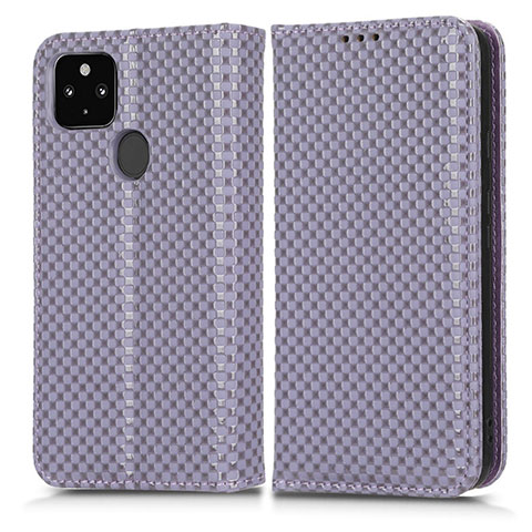 Custodia Portafoglio In Pelle Cover con Supporto C03X per Google Pixel 5 XL 5G Viola