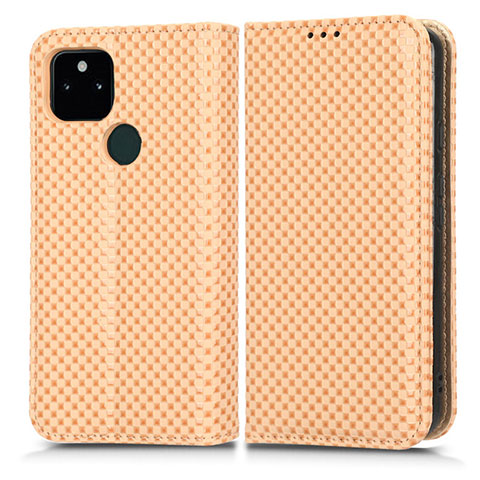 Custodia Portafoglio In Pelle Cover con Supporto C03X per Google Pixel 5a 5G Oro