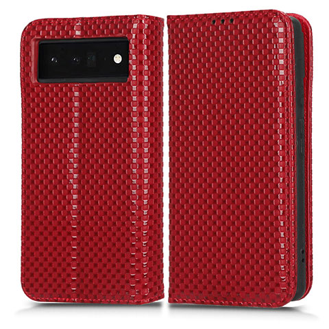 Custodia Portafoglio In Pelle Cover con Supporto C03X per Google Pixel 6 Pro 5G Rosso