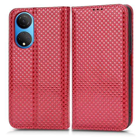 Custodia Portafoglio In Pelle Cover con Supporto C03X per Huawei Honor X7 Rosso