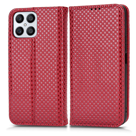 Custodia Portafoglio In Pelle Cover con Supporto C03X per Huawei Honor X8 4G Rosso