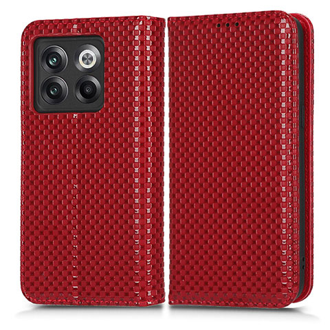 Custodia Portafoglio In Pelle Cover con Supporto C03X per OnePlus 10T 5G Rosso