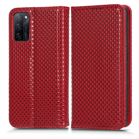 Custodia Portafoglio In Pelle Cover con Supporto C03X per Oppo A55S 5G Rosso