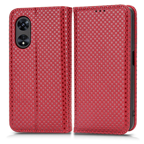 Custodia Portafoglio In Pelle Cover con Supporto C03X per Oppo A58x 5G Rosso