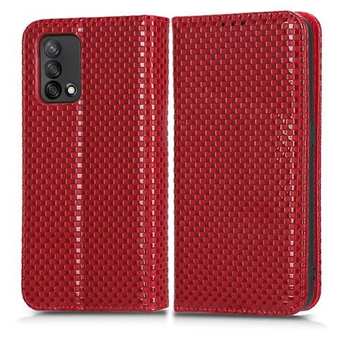 Custodia Portafoglio In Pelle Cover con Supporto C03X per Oppo A95 4G Rosso