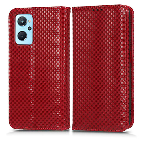 Custodia Portafoglio In Pelle Cover con Supporto C03X per Oppo A96 4G Rosso