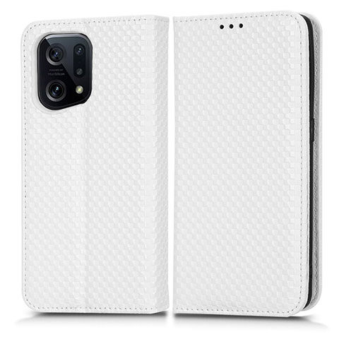 Custodia Portafoglio In Pelle Cover con Supporto C03X per Oppo Find X5 5G Bianco