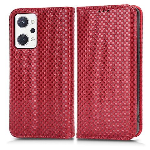 Custodia Portafoglio In Pelle Cover con Supporto C03X per Oppo Reno7 A Rosso