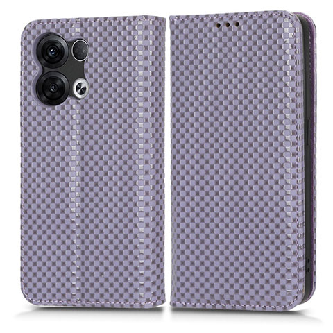 Custodia Portafoglio In Pelle Cover con Supporto C03X per Oppo Reno8 5G Viola