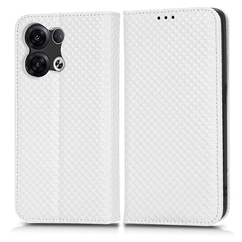 Custodia Portafoglio In Pelle Cover con Supporto C03X per Oppo Reno9 Pro+ Plus 5G Bianco