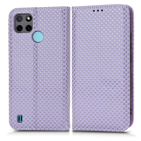 Custodia Portafoglio In Pelle Cover con Supporto C03X per Realme C25Y India Viola