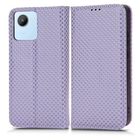 Custodia Portafoglio In Pelle Cover con Supporto C03X per Realme C30 Viola