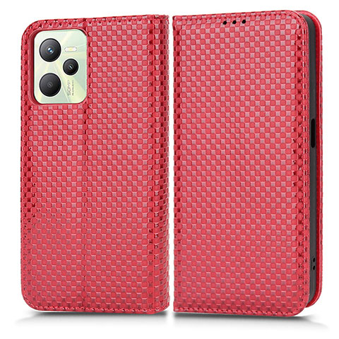 Custodia Portafoglio In Pelle Cover con Supporto C03X per Realme C35 Rosso